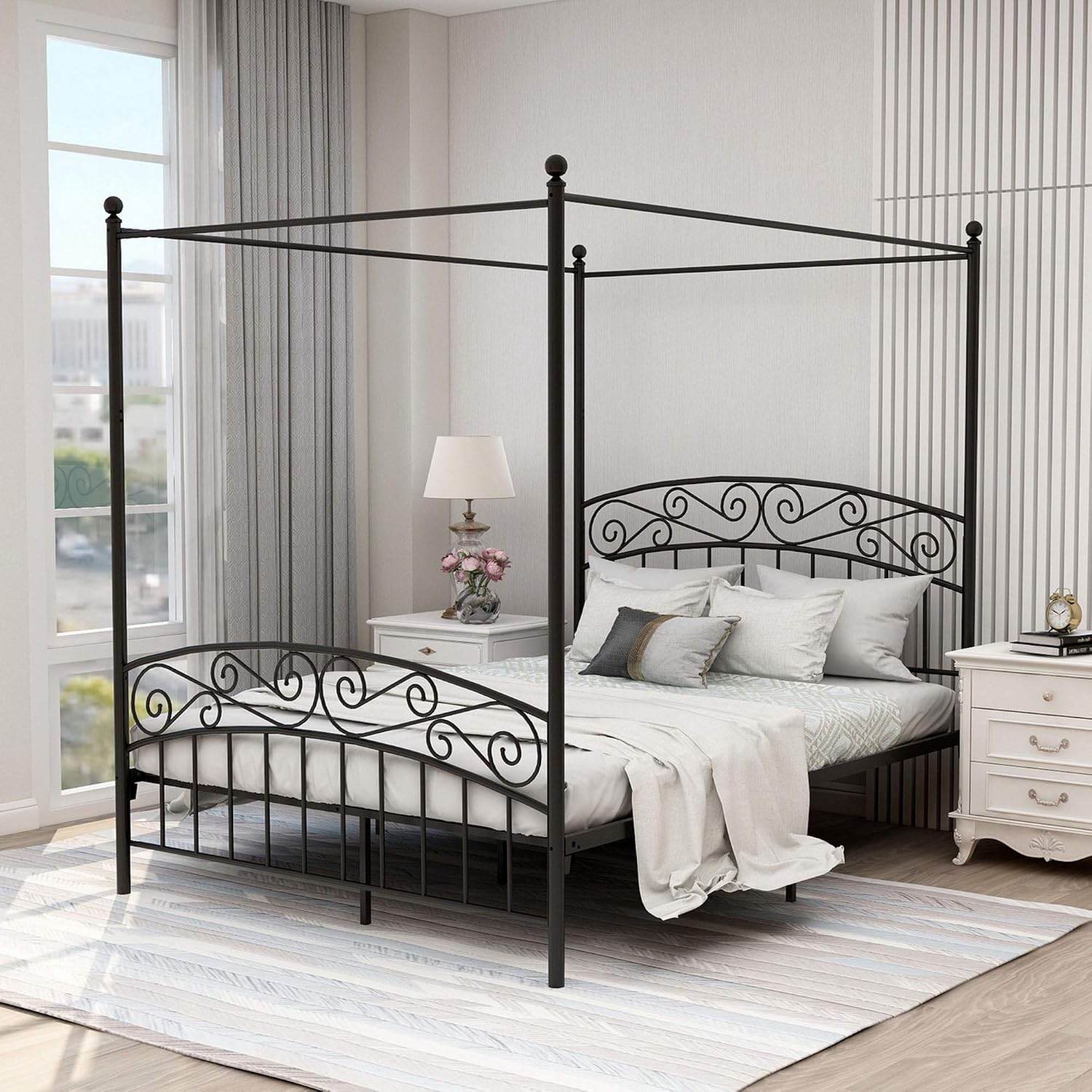 Canopy Bed Frame Metal Queen - Металлическая кровать-балдахин размера 