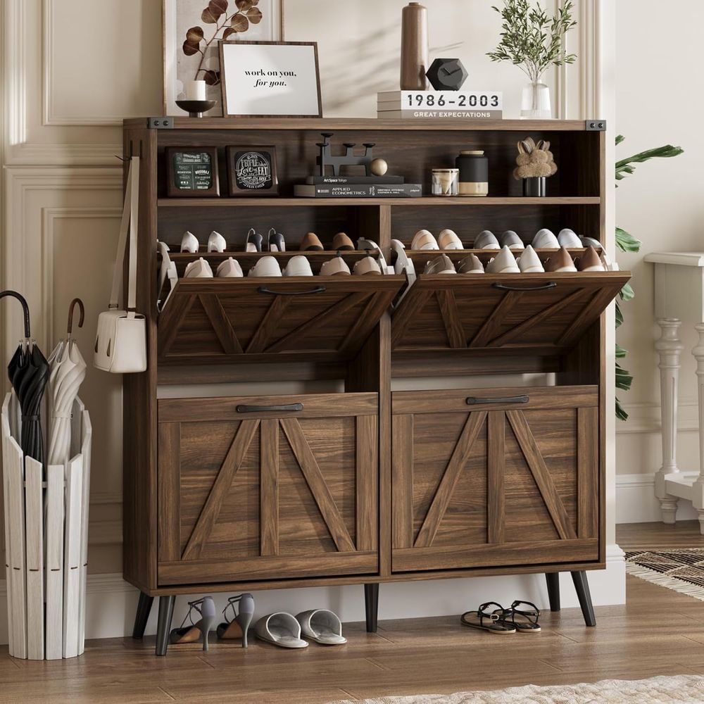 Shoe Rack Cabinet Narrow Entryway - Тумба для обуви с 4 выдвижными
