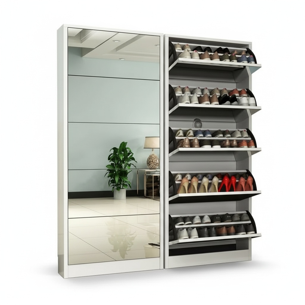 Shoe Rack Cabinet Narrow Entryway - Современная деревянная тумба для обуви с