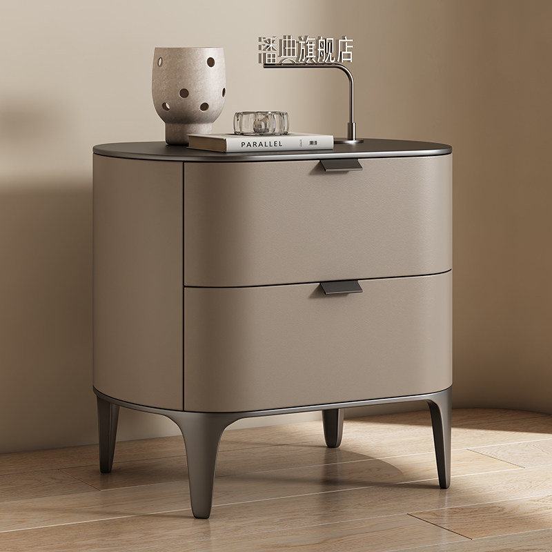 Solid Wood Nightstand 2 Drawers - Роскошные прикроватные тумбочки из микрофибры и