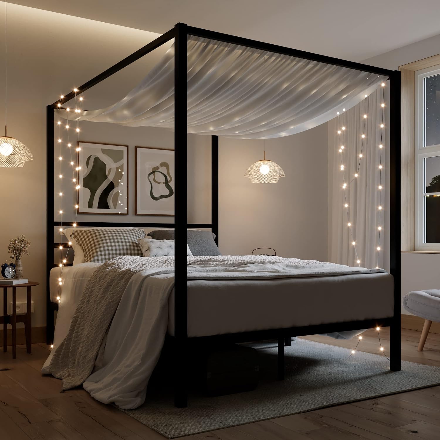 Canopy Bed Frame Metal Queen - Металлический каркас кровати с балдахином, размер