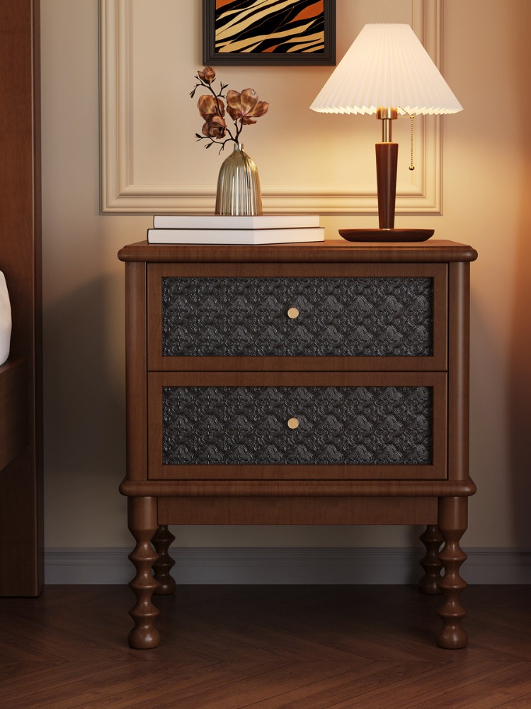 Solid Wood Nightstand 2 Drawers - Винтажные прикроватные тумбочки из массива дерева