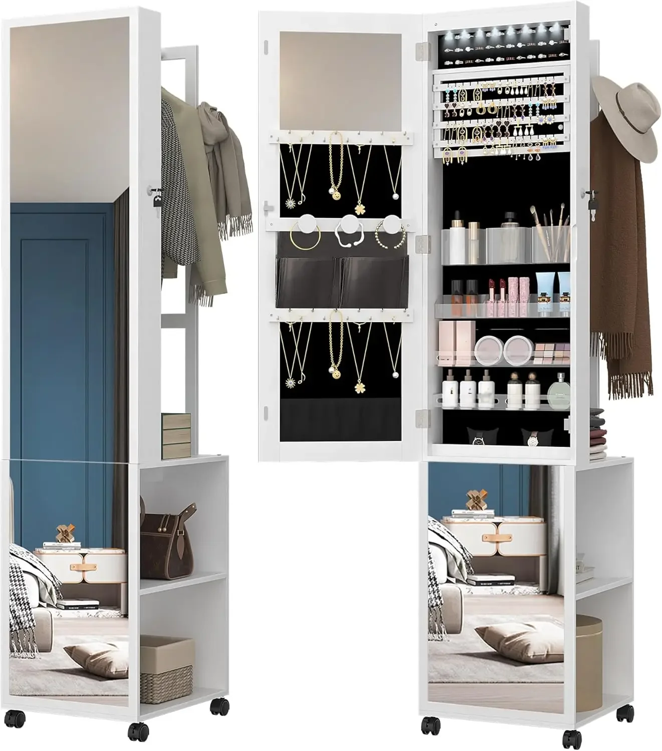 Full Length Mirror Jewelry Armoire - Шкаф для ювелирных изделий с 8