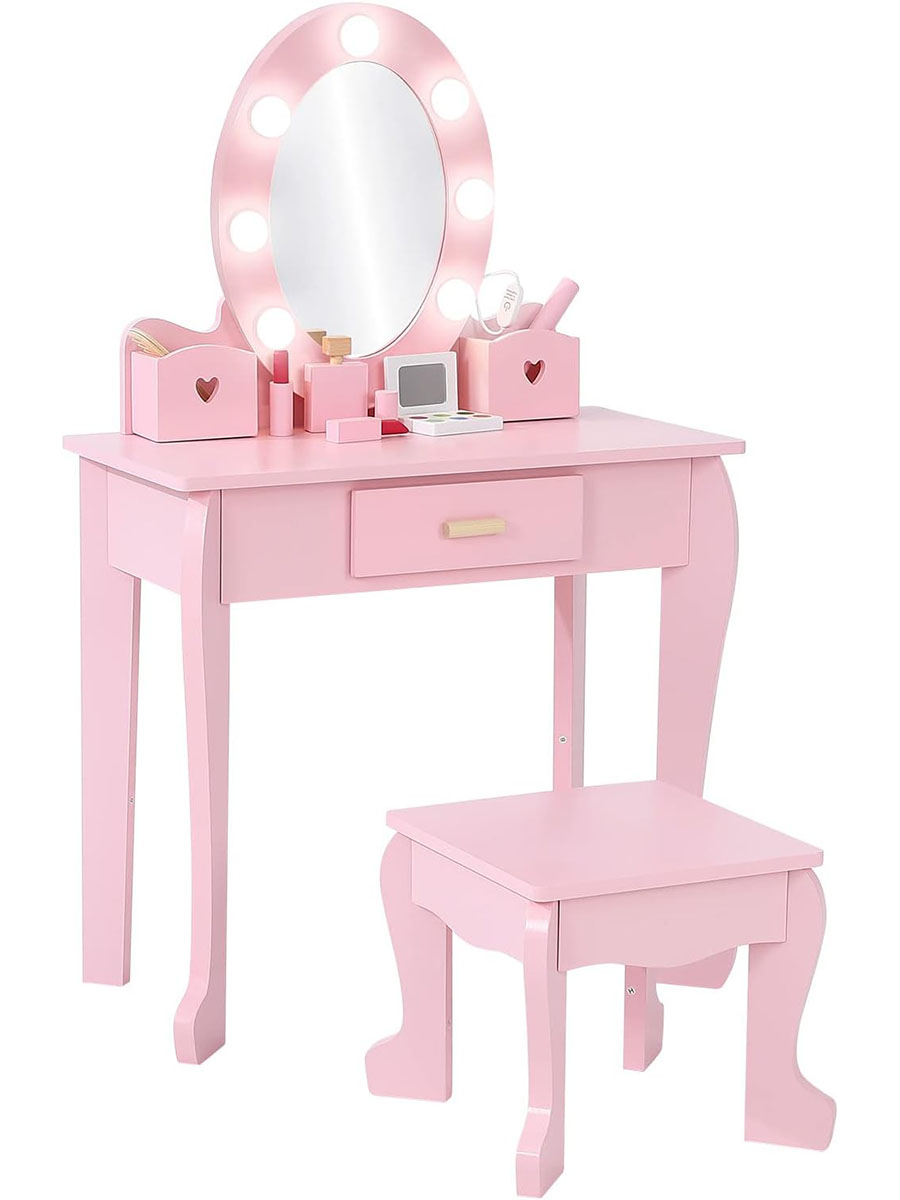 Dressing Table Vanity With Lighted Mirror - Детский туалетный столик со стулом, подсветкой