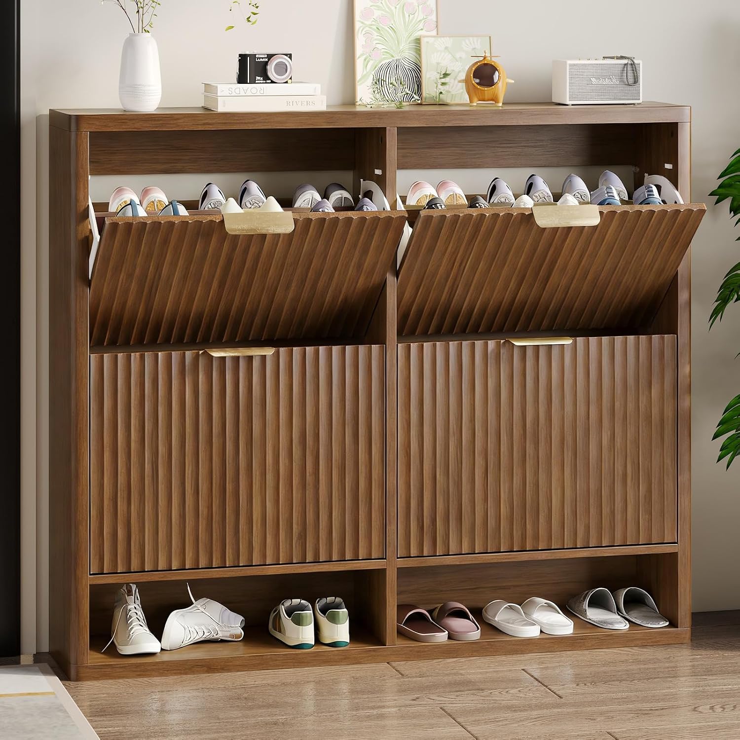 Shoe Rack Cabinet Narrow Entryway - Шкаф для обуви с 4 откидными