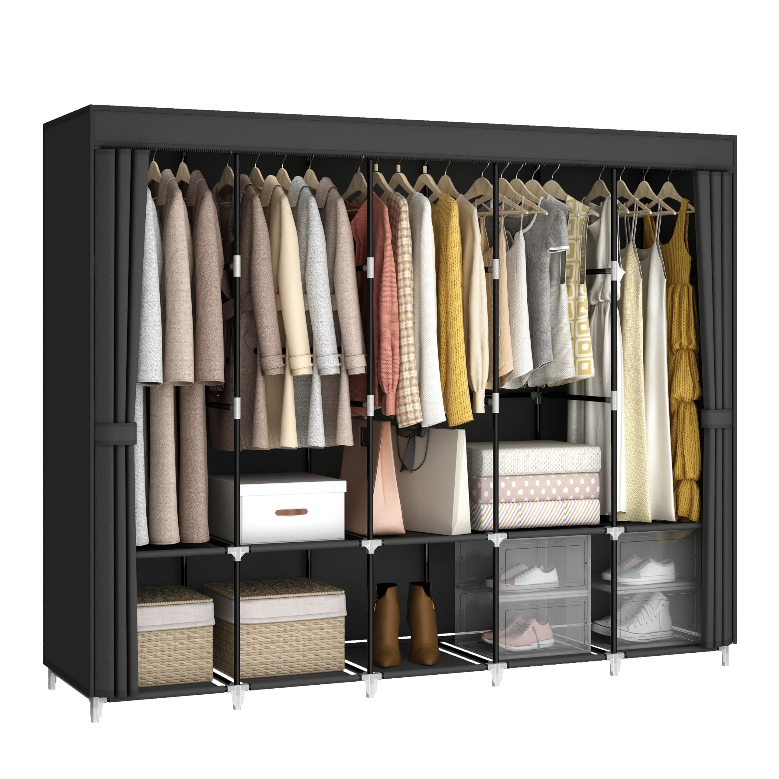 Wardrobe Closet Portable Fabric Cover - Портативный шкаф-гардероб большой вместимости (83 дюйма)