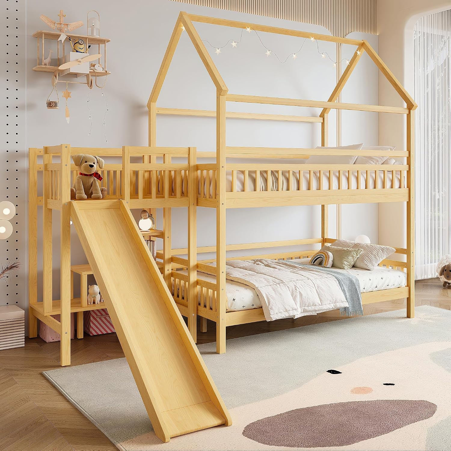 Bunk Bed With Stairs And Slide - Двухъярусная кровать Full over Full с