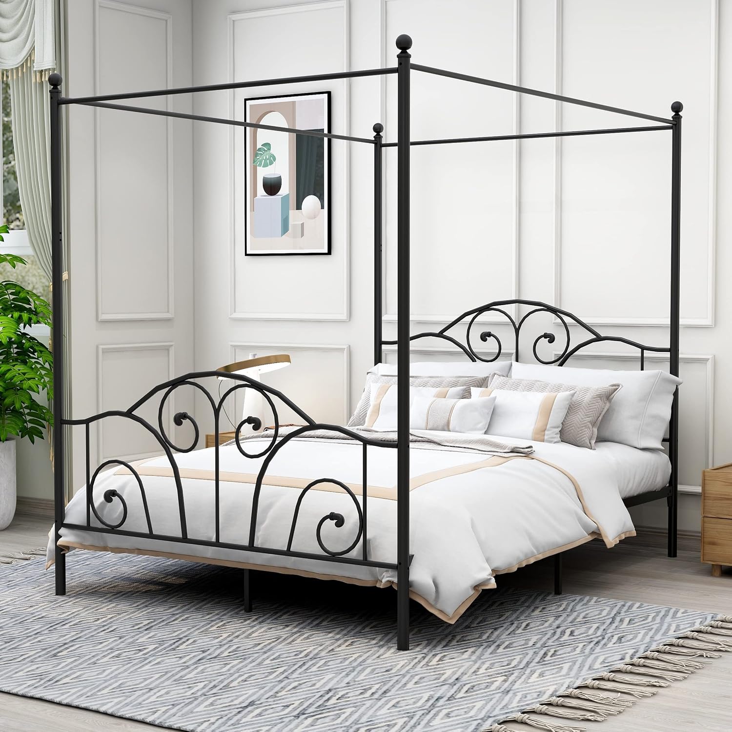 Металлическая кровать-балдахин – обзор и цена Canopy Bed Frame Metal Queen