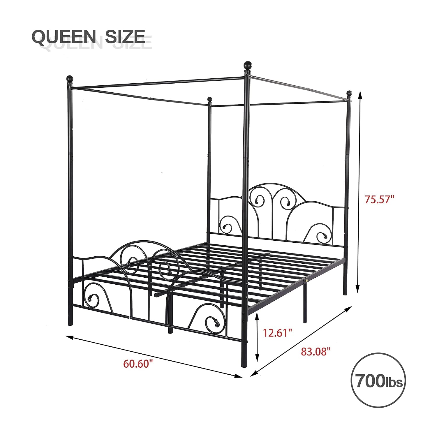 Металлическая кровать-балдахин – обзор и цена Canopy Bed Frame Metal Queen