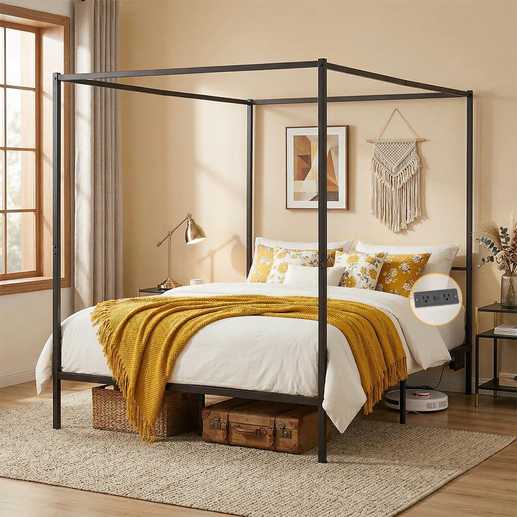 Металлическая кровать-диван ра – обзор и цена Canopy Bed Frame Metal Queen