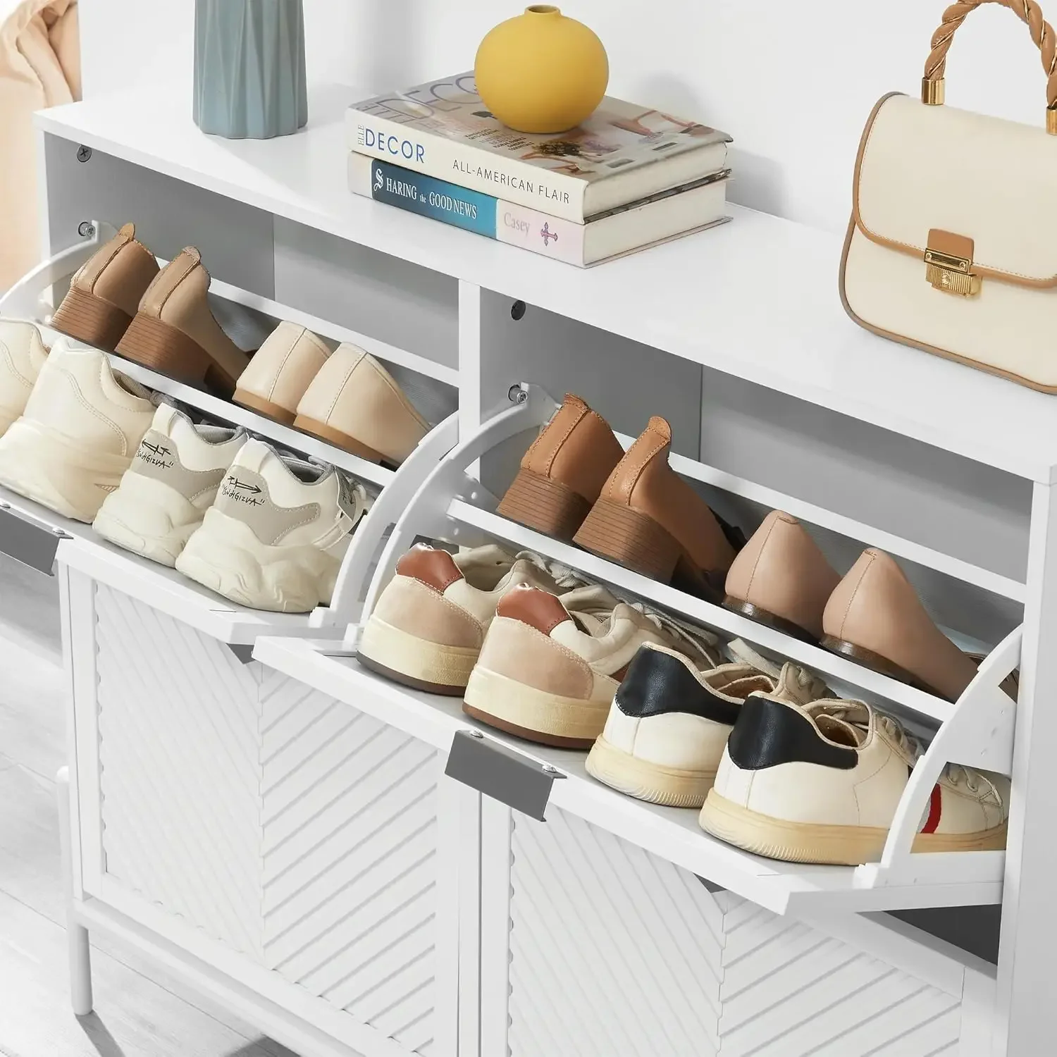 Тумба для обуви с 4 откидными  – обзор и цена Shoe Rack Cabinet Narrow Entryway