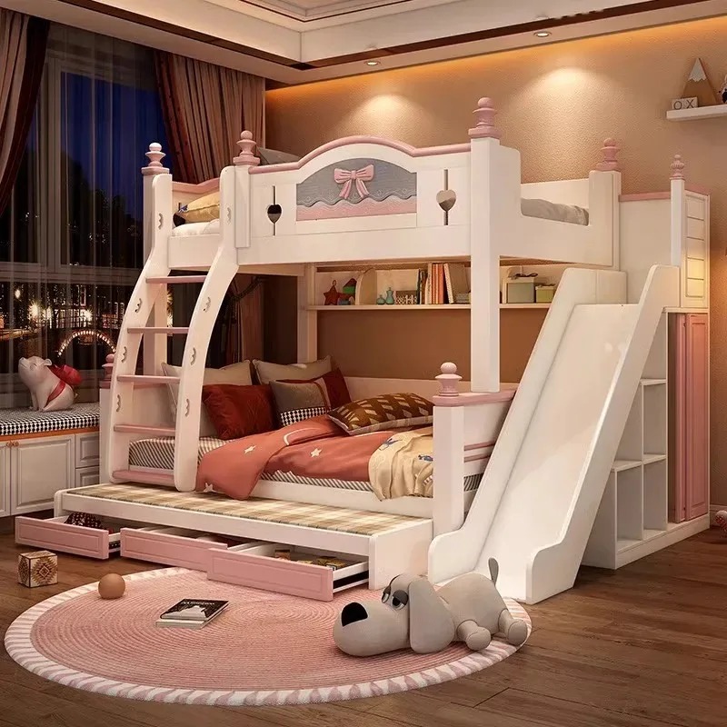 Дешевая индивидуальная двухъяр – обзор и цена Bunk Bed With Stairs And Slide