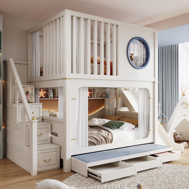 Детские двухъярусные кровати с – обзор и цена Bunk Bed With Stairs And Slide