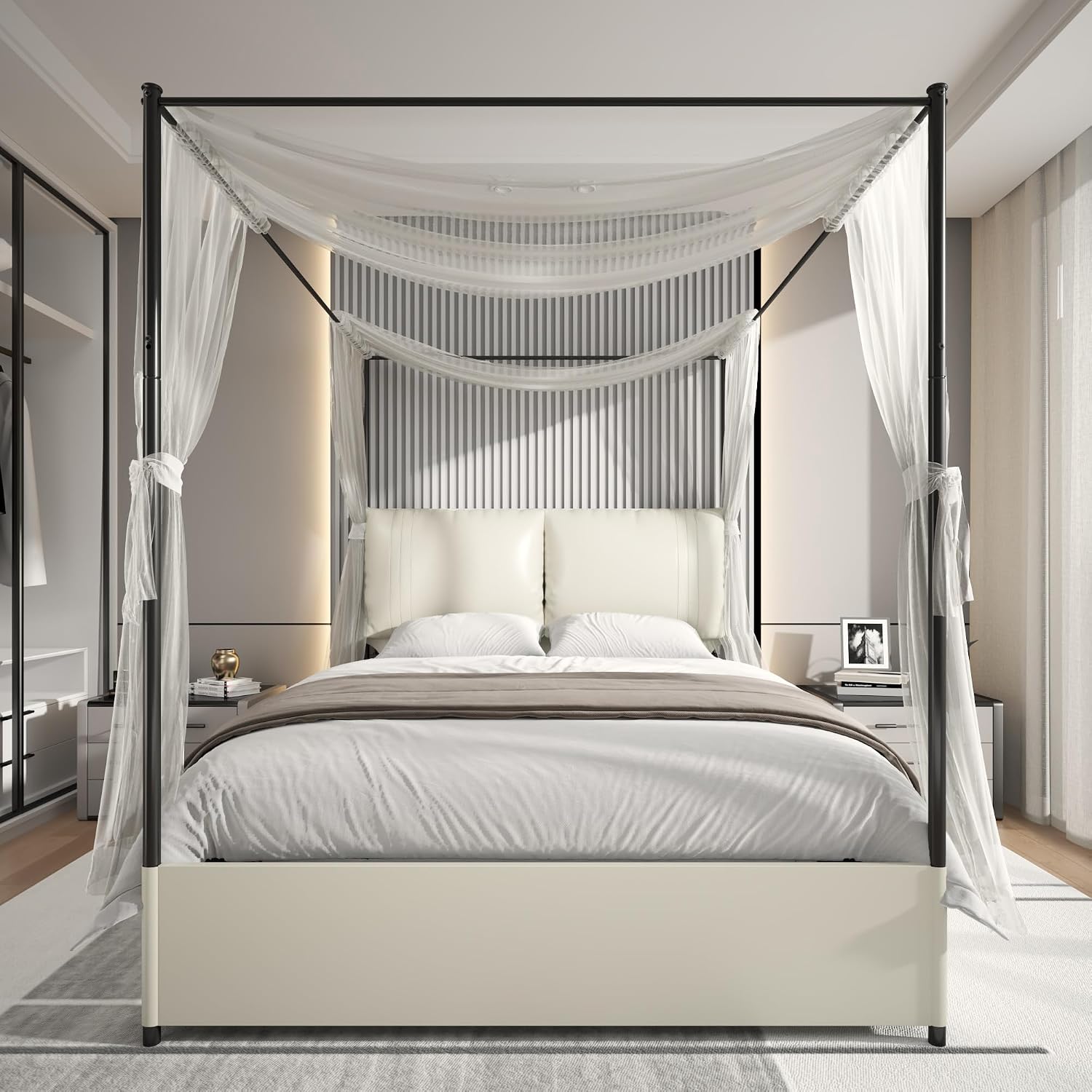 Кровать-королева с балдахином, – обзор и цена Canopy Bed Frame Metal Queen