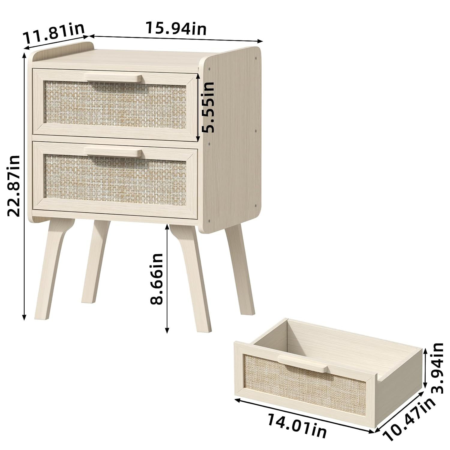 Комплект из 2-х прикроватных т – обзор и цена Solid Wood Nightstand 2 Drawers