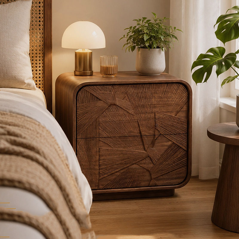 Деревянная прикроватная тумбоч – обзор и цена Solid Wood Nightstand 2 Drawers