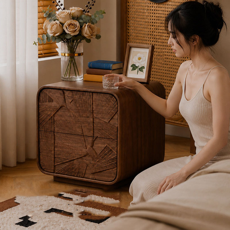 Деревянная прикроватная тумбоч – обзор и цена Solid Wood Nightstand 2 Drawers