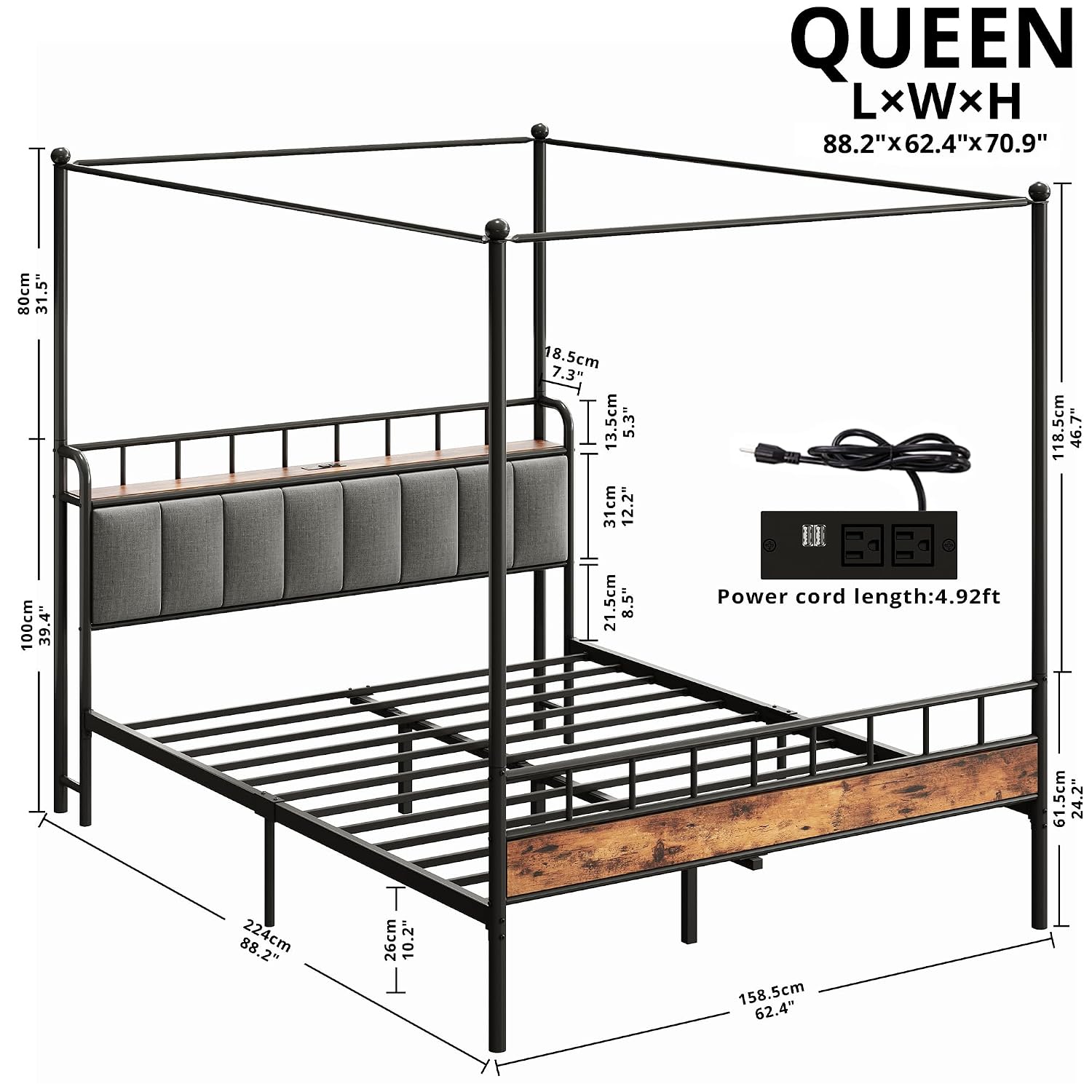 Каркас кровати Queen с балдахи – обзор и цена Canopy Bed Frame Metal Queen