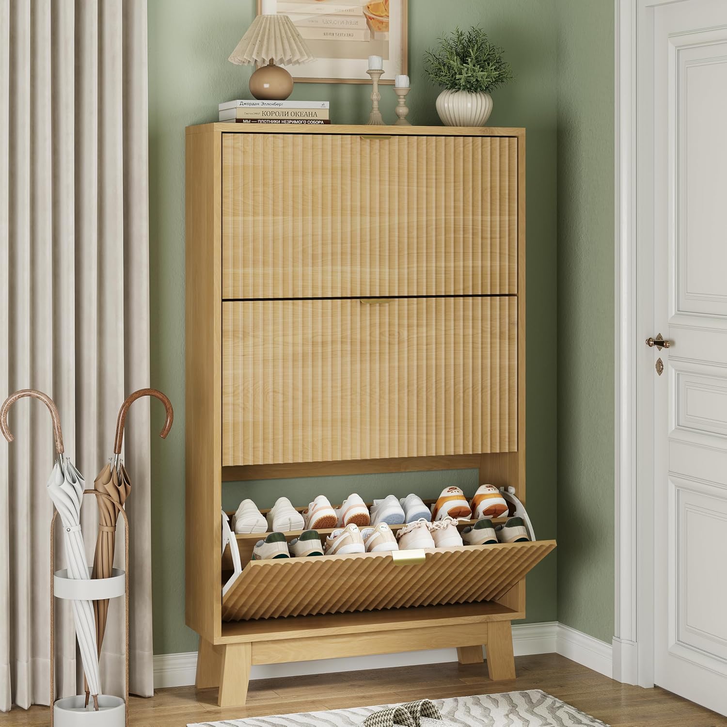 Шкаф для обуви с 3 откидными я – обзор и цена Shoe Rack Cabinet Narrow Entryway