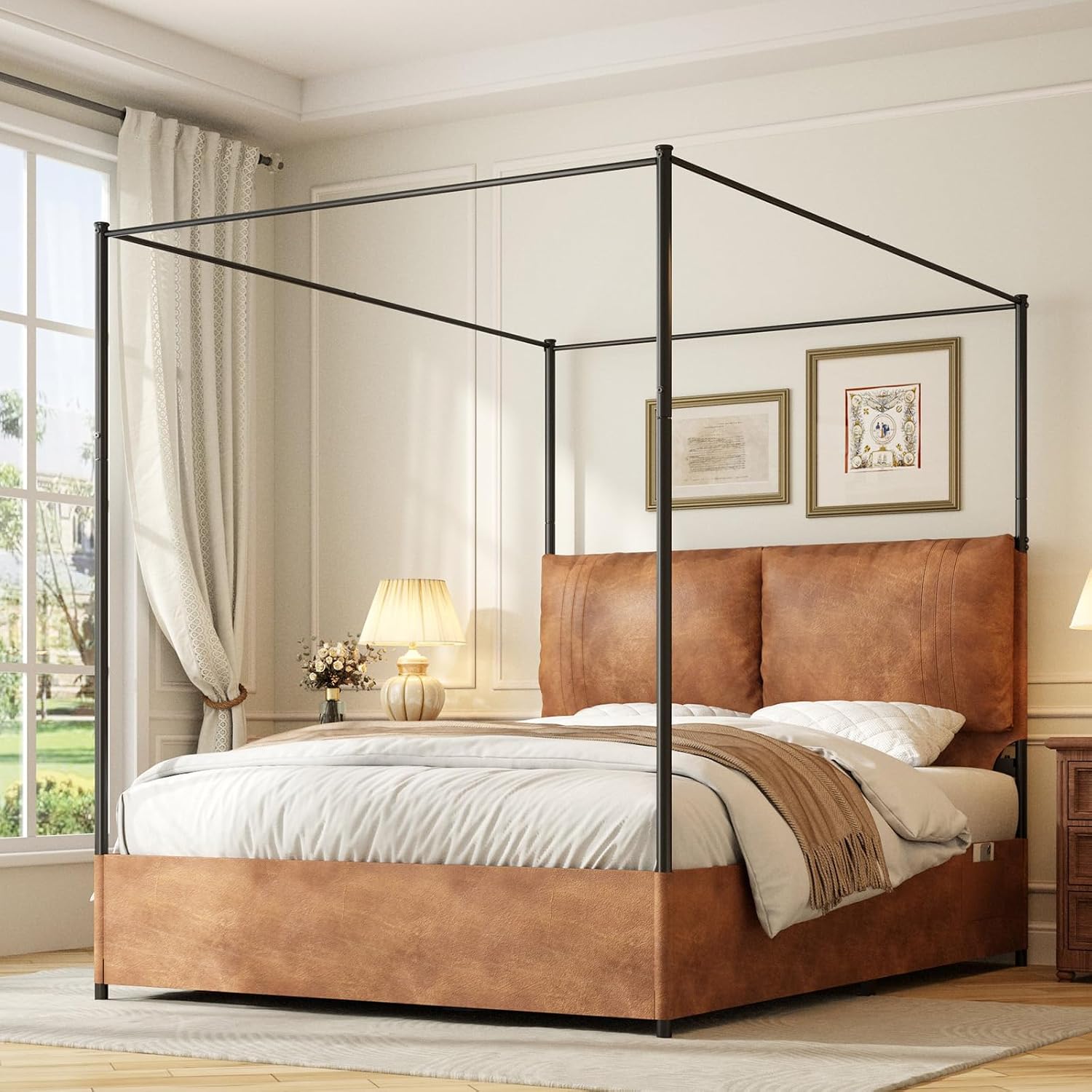 Кровать-бокс с высоким изголов – обзор и цена Canopy Bed Frame Metal Queen