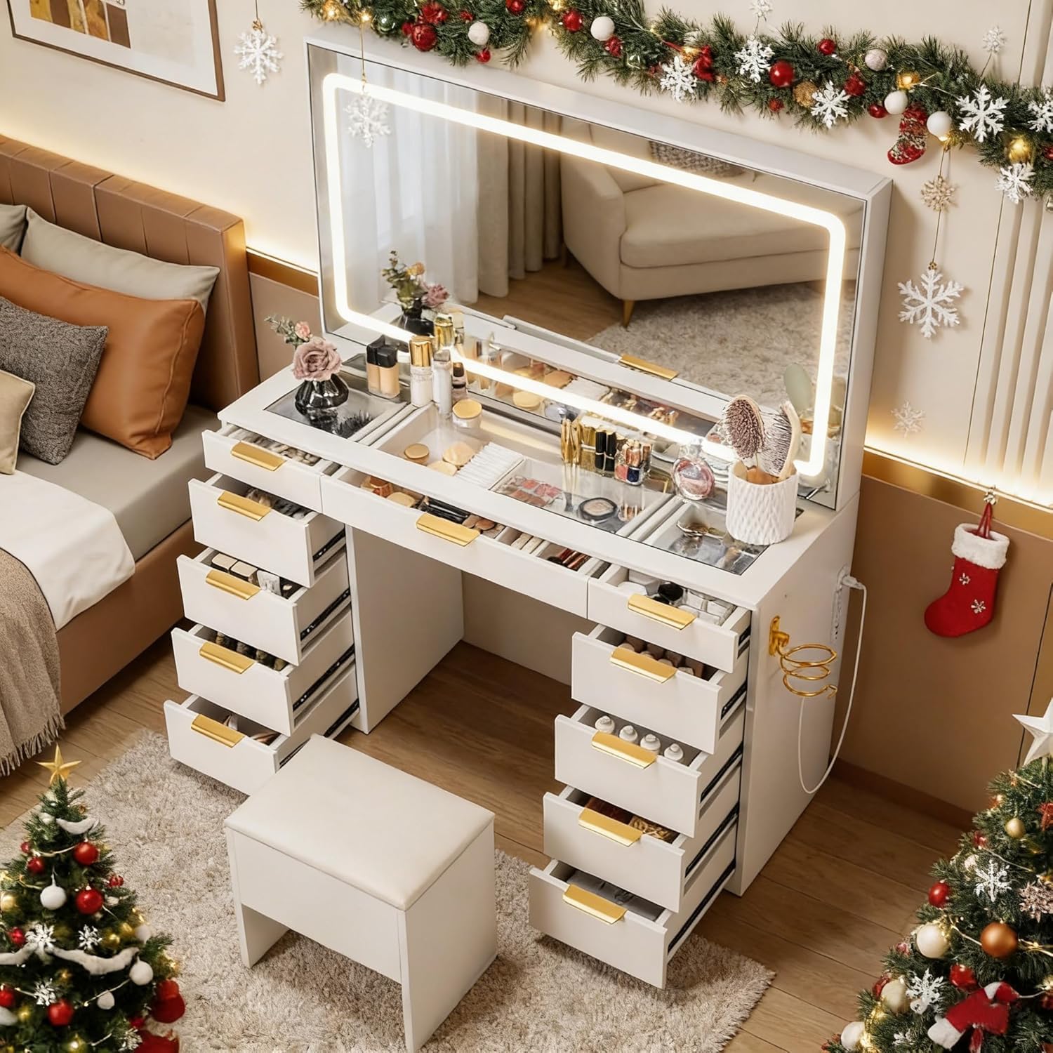 Туалетный столик со стеклянной – обзор и цена Dressing Table Vanity With Lighted Mirror