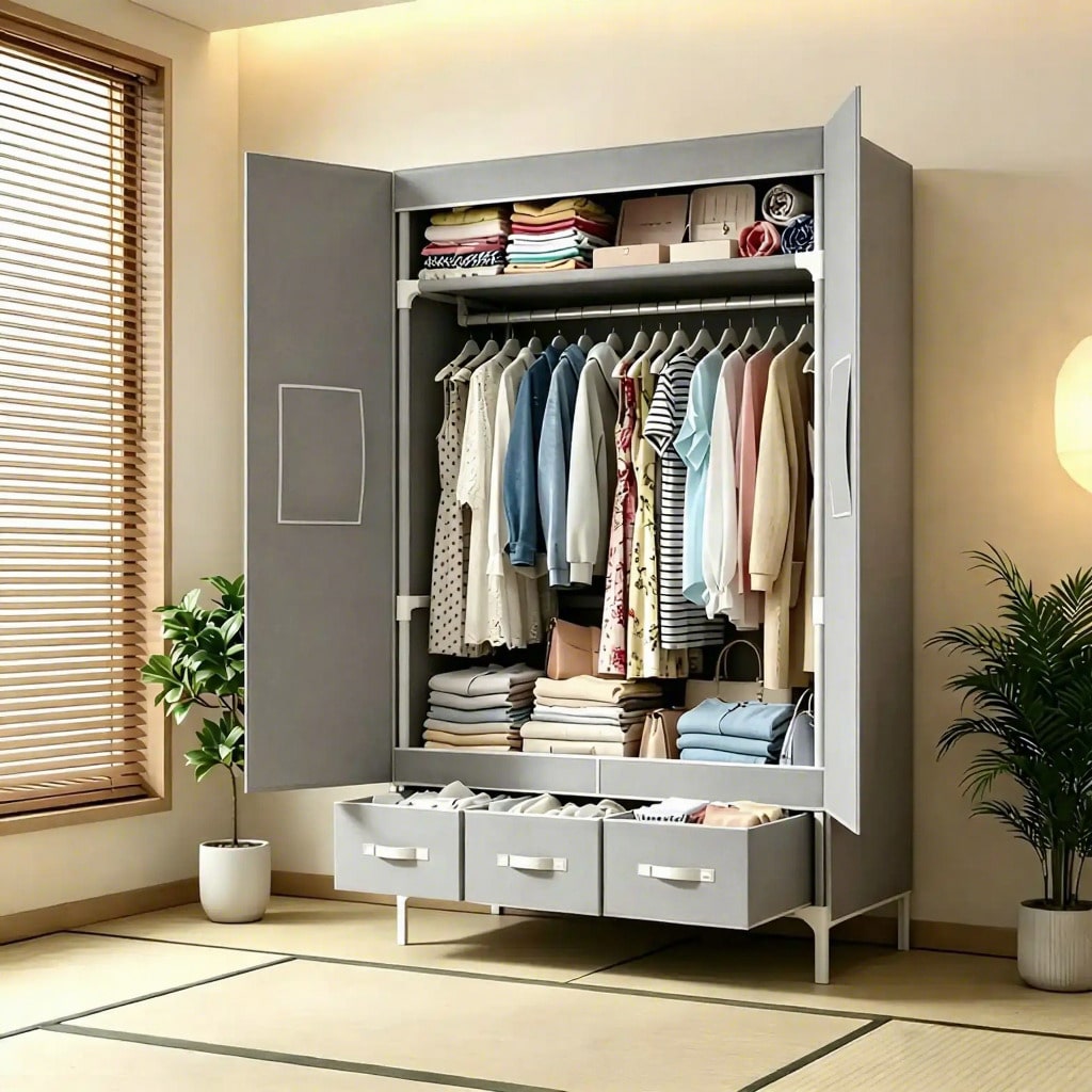 Портативный шкаф-гардероб, 57, – обзор и цена Wardrobe Closet Portable Fabric Cover