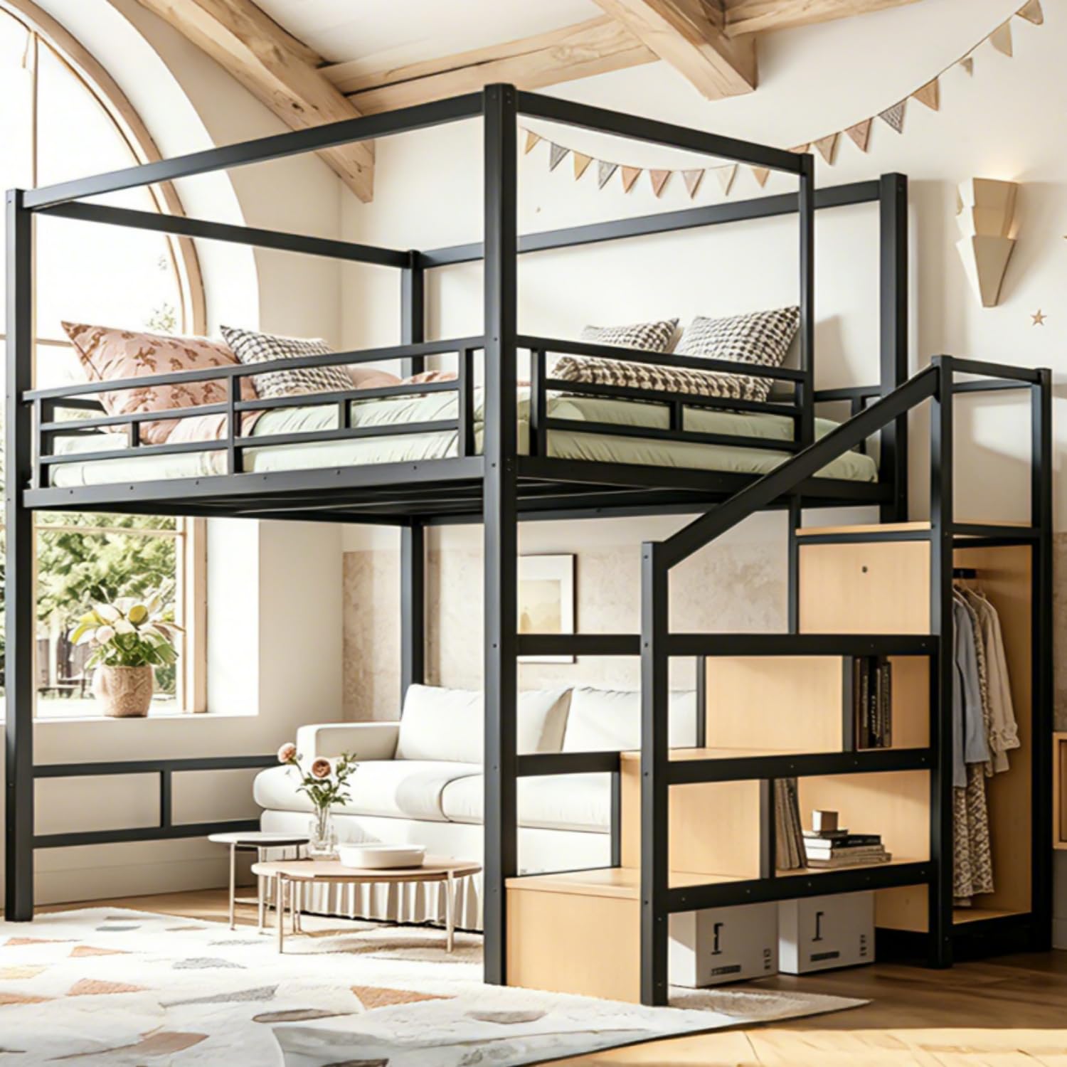 Кровать-чердак Queen с лестниц – обзор и цена Canopy Bed Frame Metal Queen