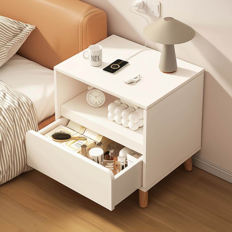 Белая прикроватная тумбочка дл – обзор и цена Solid Wood Nightstand 2 Drawers