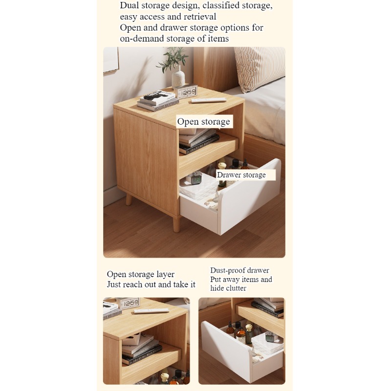 Белая прикроватная тумбочка дл – обзор и цена Solid Wood Nightstand 2 Drawers