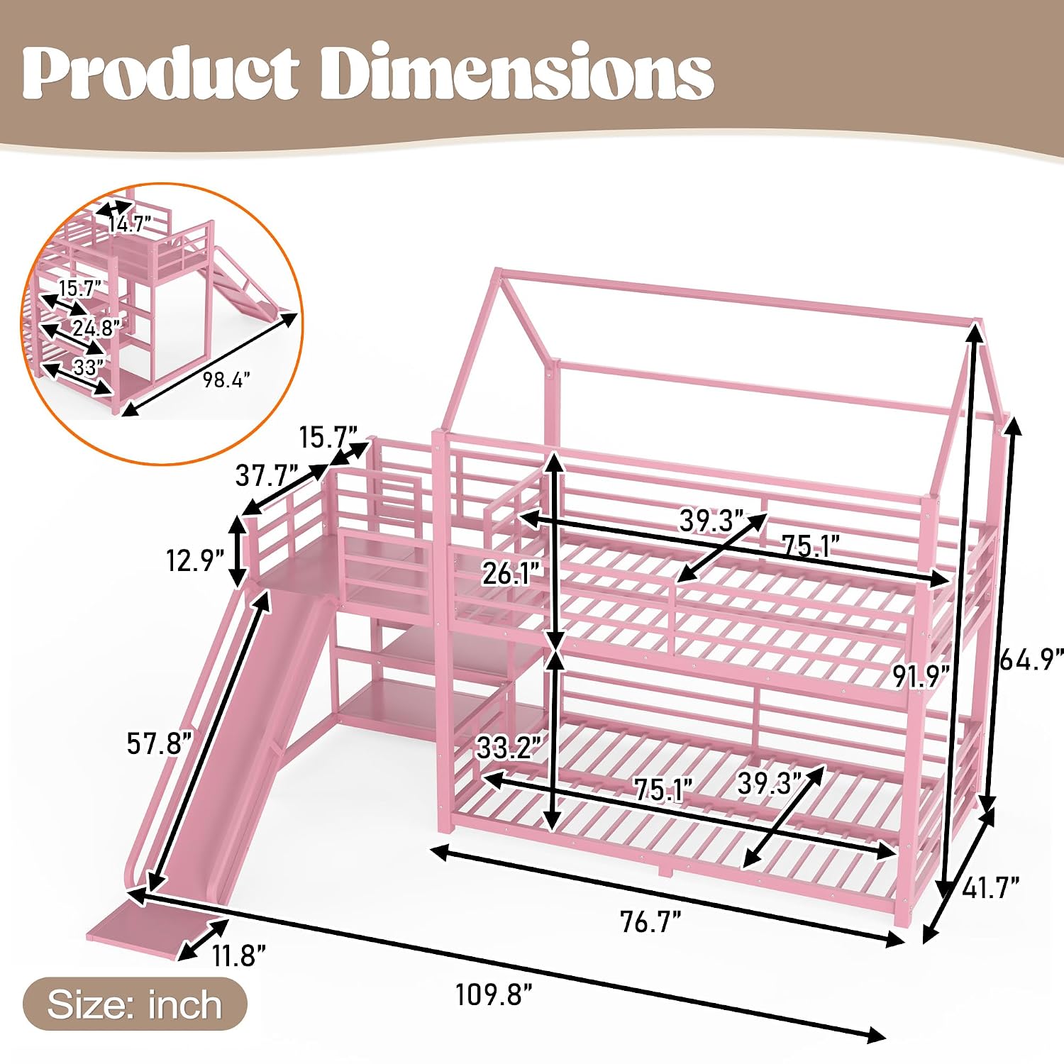 Двухъярусная кровать с горкой  – обзор и цена Bunk Bed With Stairs And Slide