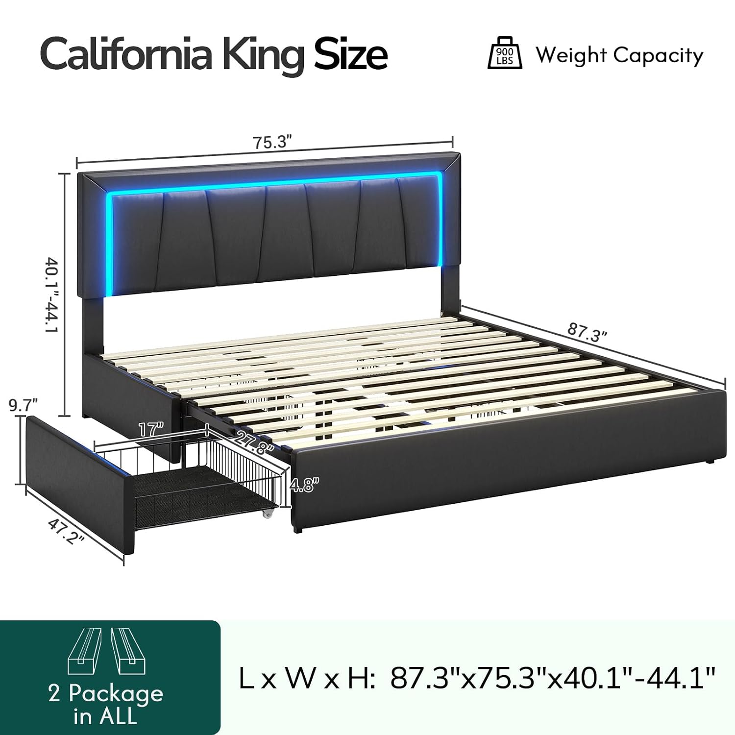 Кровать размера California Kin – обзор и цена King Size Bed Frame With Storage Drawers