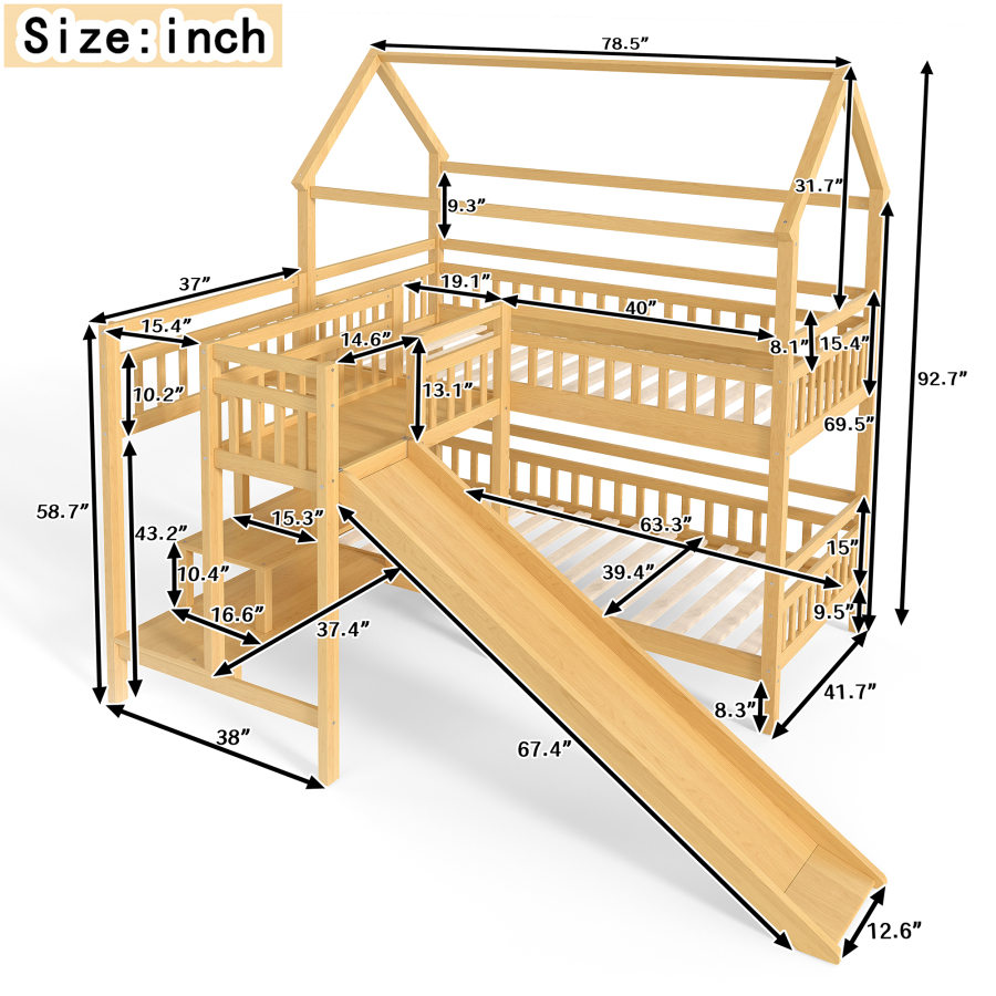 Двухъярусная кровать-домик с г – обзор и цена Bunk Bed With Stairs And Slide