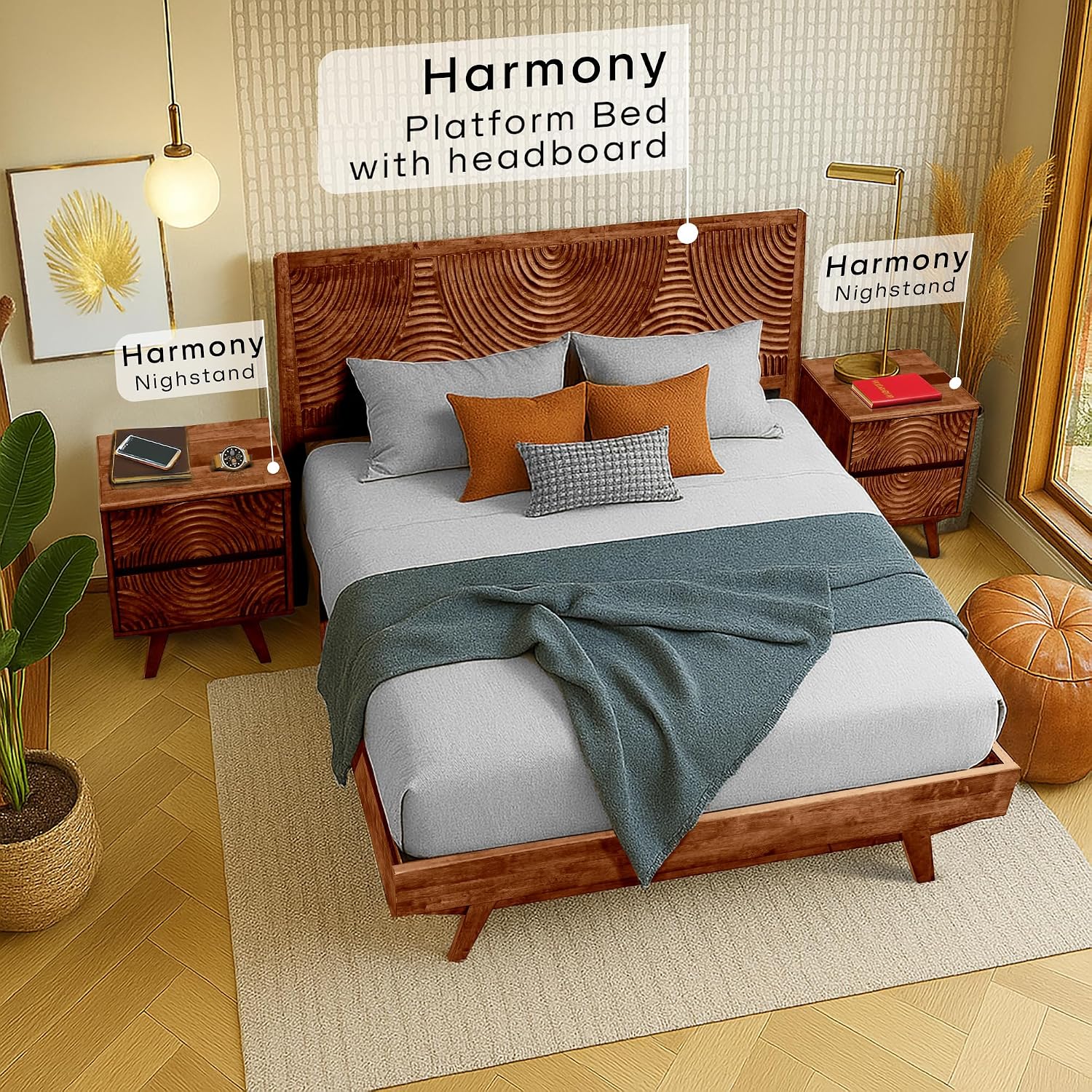 Прикроватная тумбочка из масси – обзор и цена Solid Wood Nightstand 2 Drawers