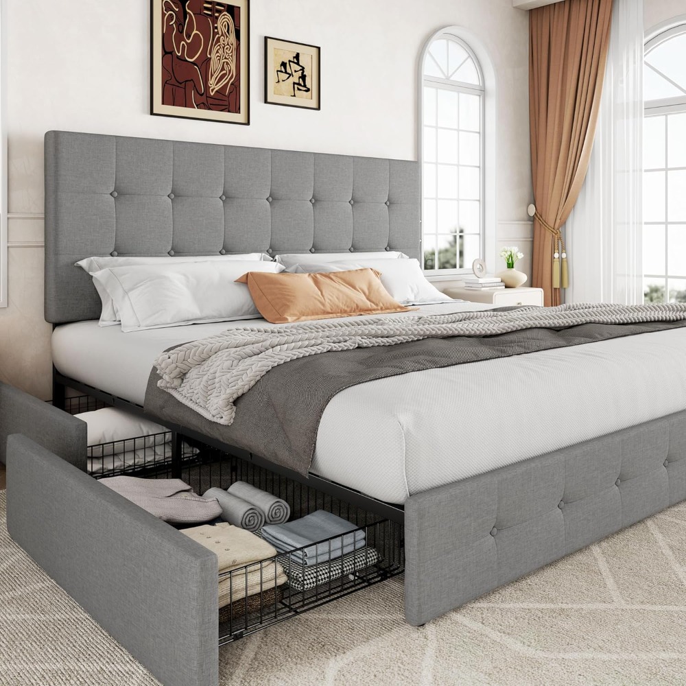 Кровать-платформа King Size с  – обзор и цена King Size Bed Frame With Storage Drawers