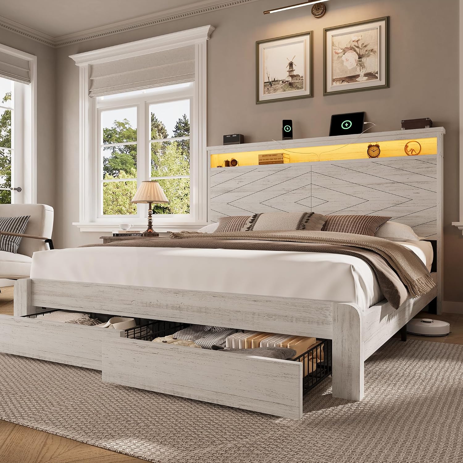 Деревянная кровать-платформа р – обзор и цена King Size Bed Frame With Storage Drawers