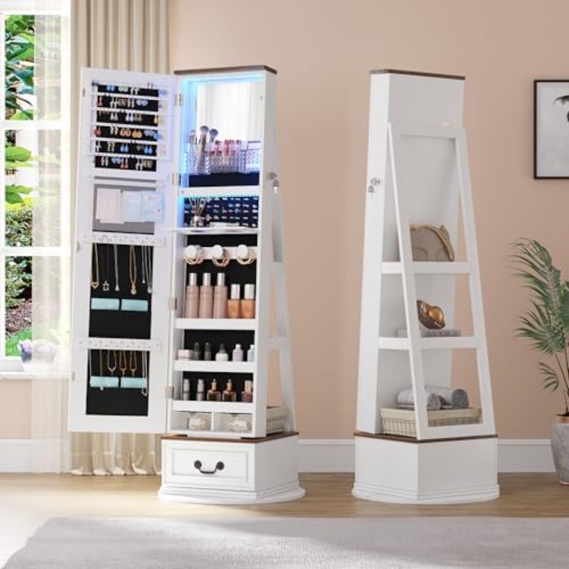 360 ° Вращающийся шкаф-армореу – обзор и цена Full Length Mirror Jewelry Armoire