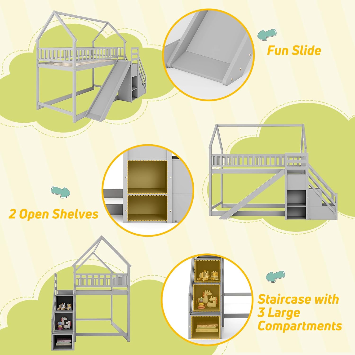 Двухъярусная кровать с двумя о – обзор и цена Bunk Bed With Stairs And Slide