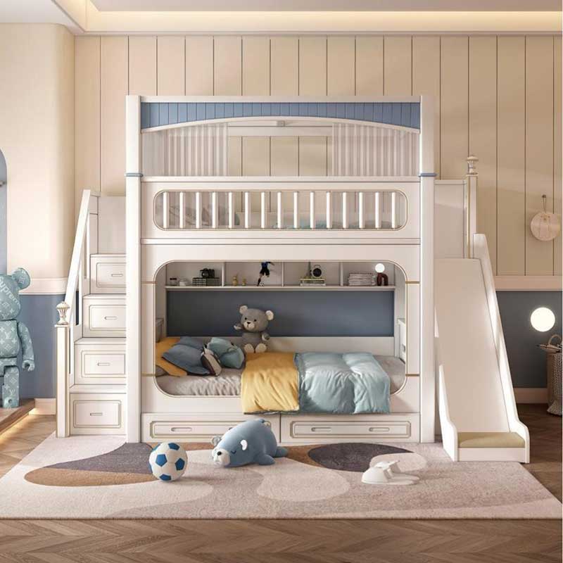 Современный белый деревянный д – обзор и цена Bunk Bed With Stairs And Slide