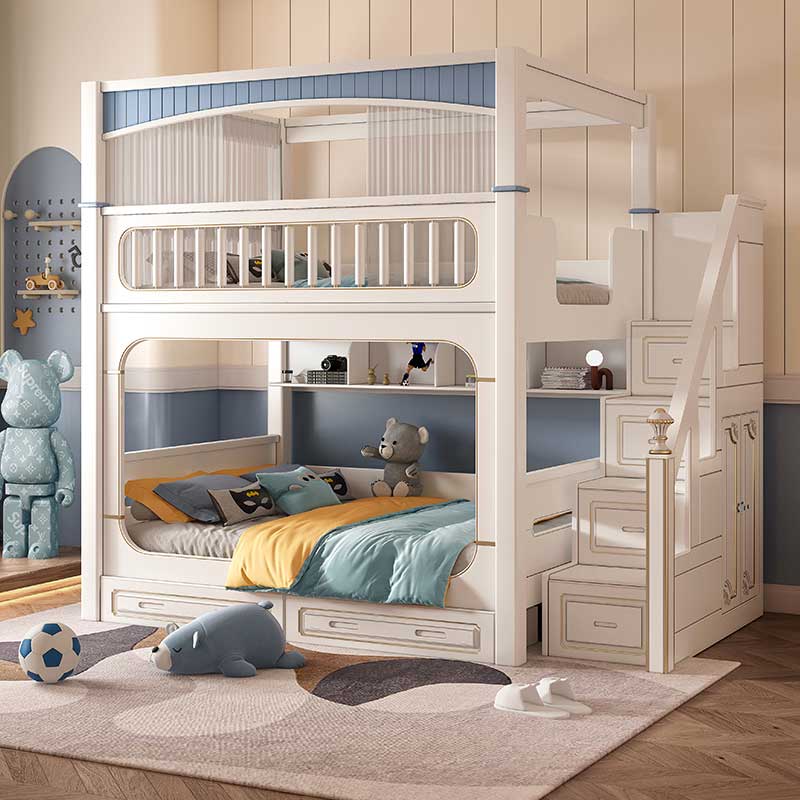 Современный белый деревянный д – обзор и цена Bunk Bed With Stairs And Slide