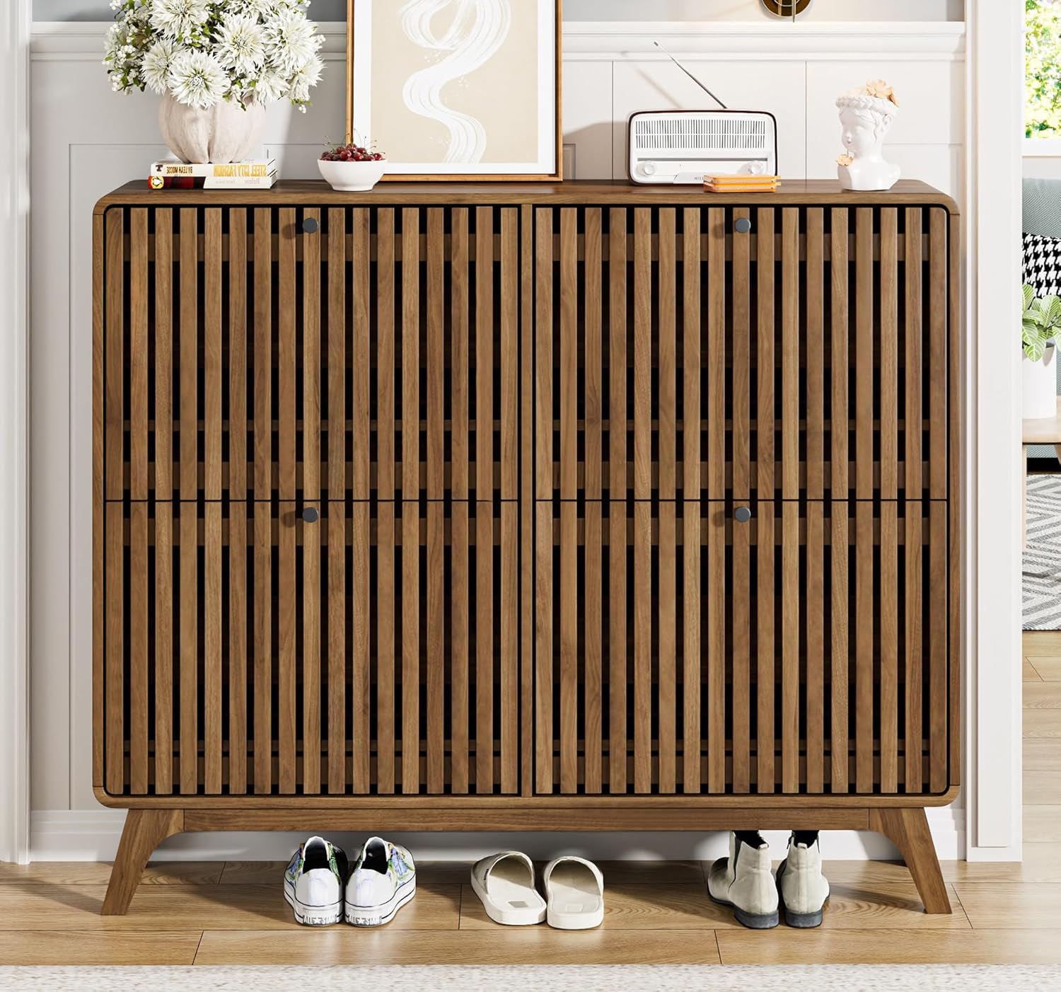 # Большой бамбуковый шкаф для  – обзор и цена Shoe Rack Cabinet Narrow Entryway
