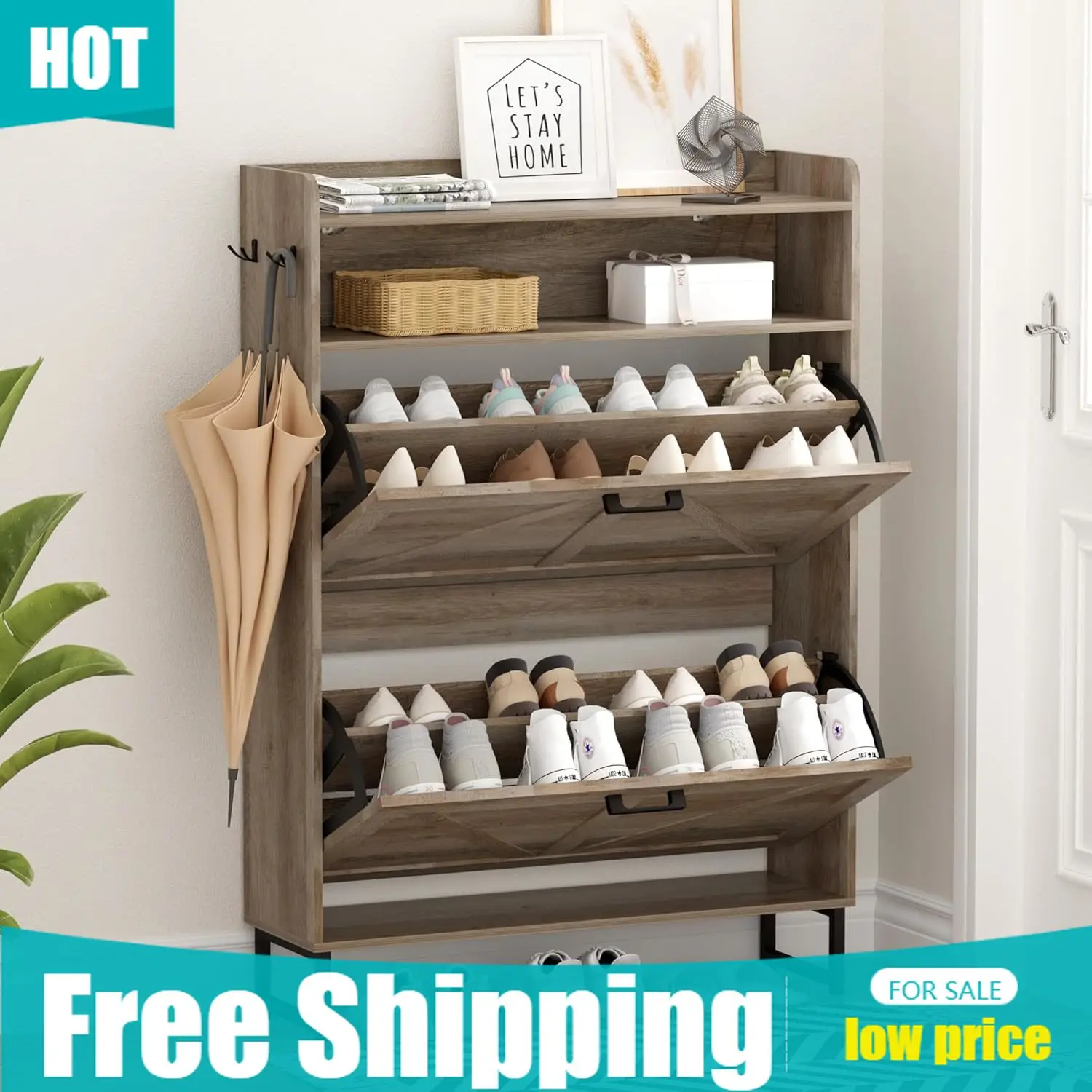 Шкаф для обуви с 2 откидными я – обзор и цена Shoe Rack Cabinet Narrow Entryway