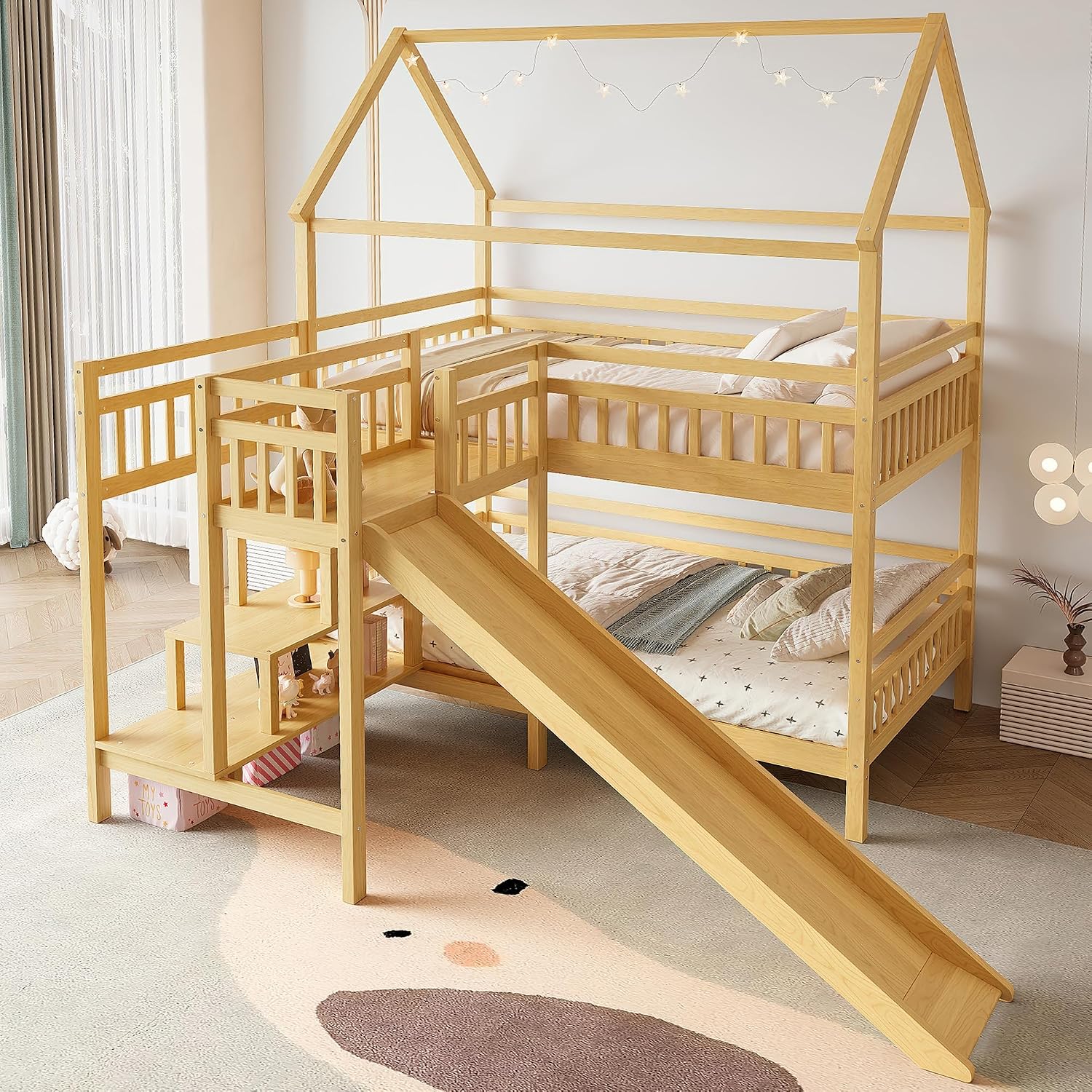 Двухъярусная кровать Full over – обзор и цена Bunk Bed With Stairs And Slide